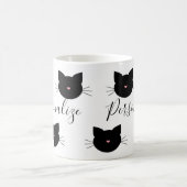 Niedlicher Personalisierter Schwarzer Katzenname Kaffeetasse (Mittel)