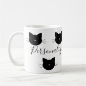 Niedlicher Personalisierter Schwarzer Katzenname Kaffeetasse (Links)