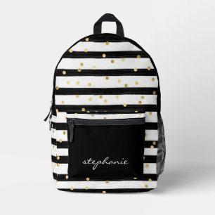 Niedlicher Personalisierter schwarzer Streifen und Bedruckter Rucksack