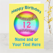 Niedlicher personalisierter Softball kardiert Karte (Gelbe Blume)