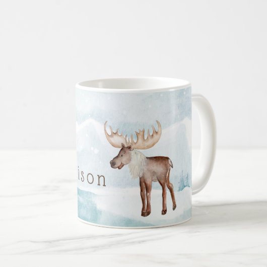 Niedlicher Personalisierter Urlaub am Elch Kaffeetasse (VorderseiteRechts)