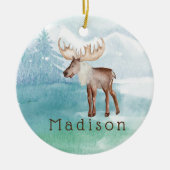 Niedlicher Personalisierter Urlaub am Elch Keramik Ornament (Vorne)