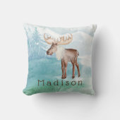 Niedlicher Personalisierter Urlaub am Elch Kissen (Vorderseite)