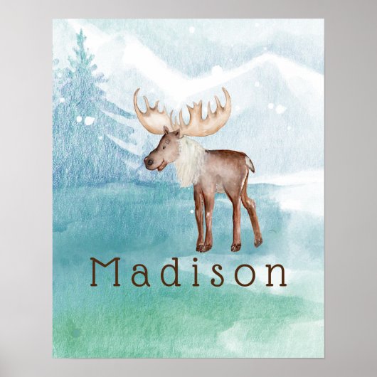 Niedlicher Personalisierter Urlaub am Elch Poster (Vorne)