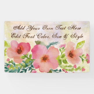 Niedlicher personalisierter Watercolor mit Blumen Banner