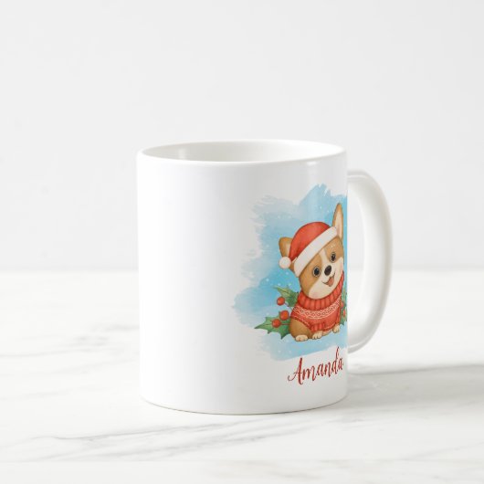 Niedlicher Personalisierter Weihnachtskorgi Kaffeetasse (VorderseiteRechts)