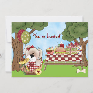 Niedlicher Personalisierter Welpenhund Picnic Girl Einladung