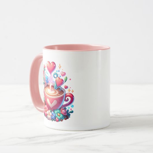 Niedlicher Personalisierter Whimsikkaffee & Herz Tasse (Vorderseite Links)