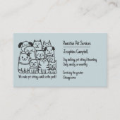 Niedlicher Pet Sitter Blue Cat Dog QR Code Visitenkarte (Vorderseite)