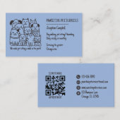 Niedlicher Pet Sitter Blue Cat Dog QR Code Visitenkarte (Vorne/Hinten)