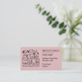 Niedlicher Pet Sitter Pink Cat QR Code Visitenkarte (Stehend Vorderseite)