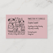 Niedlicher Pet Sitter Pink Cat QR Code Visitenkarte (Vorderseite)