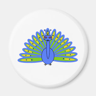Niedlicher Pfau in Blau und Grün Magnet