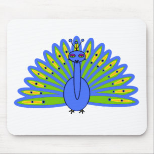 Niedlicher Pfau in Blau und Grün Mousepad