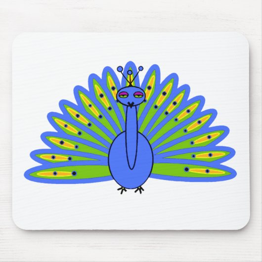 Niedlicher Pfau in Blau und Grün Mousepad (Vorne)
