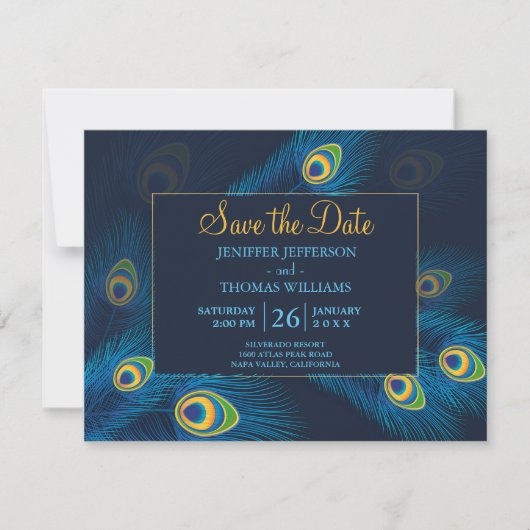 Niedlicher Pfau Save the Date Ankündigung (Vorderseite)