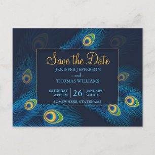 Niedlicher Pfau Save the Date Postkarte