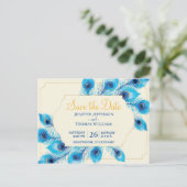 Niedlicher Pfau Save the Date Postkarte (Stehend Vorderseite)