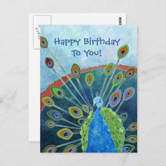 Niedlicher Pfauengeburt Postkarte (Vorne/Hinten)