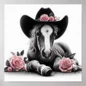 Niedlicher Pferdefoal mit Cowboy-Hut Poster (Vorne)