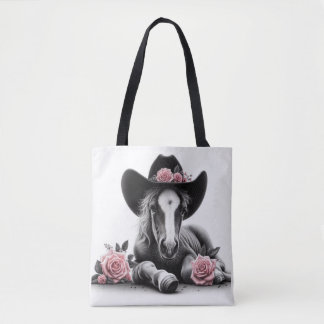 Niedlicher Pferdefohlen mit rosa Blume Tasche