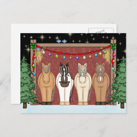 Niedlicher Pferdeherd Happy Holidays Weihnachten (Vorne/Hinten)