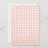 Niedlicher Pfirsich Gingham mit Bow Baby Dusche Einladung (Rückseite)