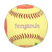 Niedlicher Pfirsichgelber Cartoon Baseball (Vorderseite)