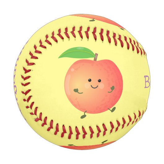 Niedlicher Pfirsichgelber Cartoon Baseball (Vorderseite Links)
