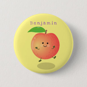 Niedlicher Pfirsichgelber Cartoon Button