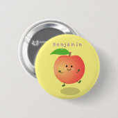 Niedlicher Pfirsichgelber Cartoon Button (Vorne & Hinten)