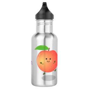 Niedlicher Pfirsichgelber Cartoon Edelstahlflasche