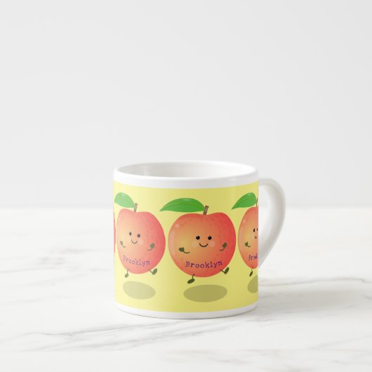 Niedlicher Pfirsichgelber Cartoon Espressotasse (Vorderseite Rechts)