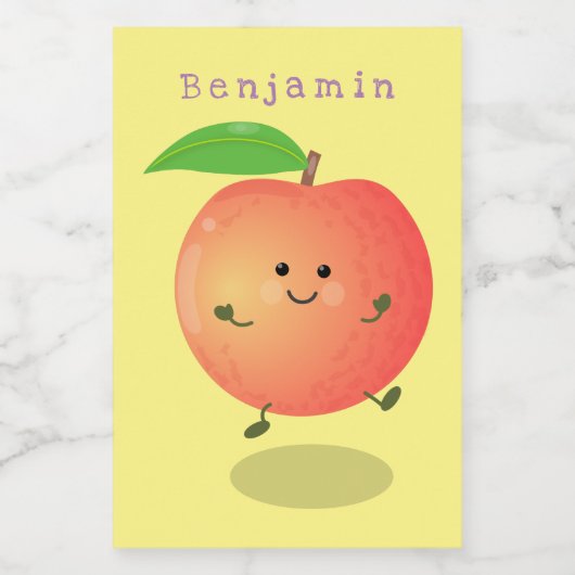 Niedlicher Pfirsichgelber Cartoon Lebensmitteletikett (Einzelnes Label)