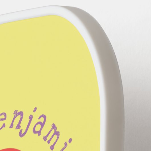 Niedlicher Pfirsichgelber Cartoon Pickleball Schläger (Linke Seite)