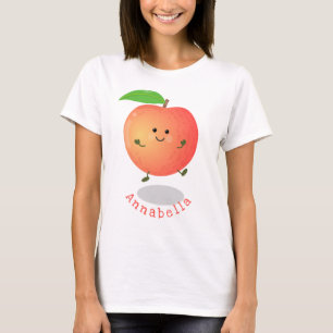 Niedlicher Pfirsichgelber Cartoon T-Shirt