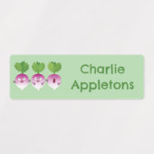 Niedlicher pflanzlicher Trio-Cartoon aus Rüben per Etiketten (Design 2)