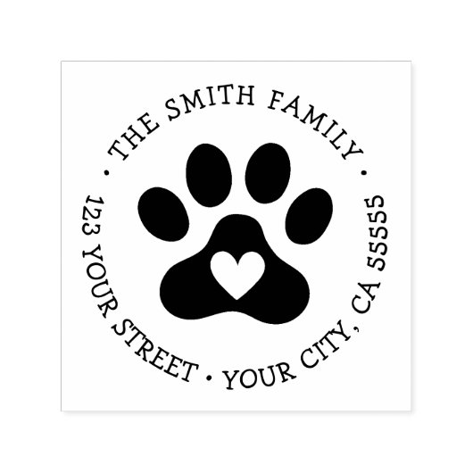 Niedlicher Pfotendruck mit Herz-Rücksendeadresse Permastempel (Design)