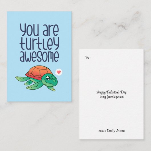 Niedlicher Phantastischer Schildkrötenwitz Kinder Mitteilungskarte (Vorne/Hinten)