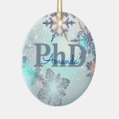 Niedlicher PhD-Abschluss Personalisiert Name Blau Keramik Ornament (Rechts)