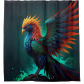 Niedlicher Phoenixvogel aus Rot und Blues Duschvorhang (Vorderseite)