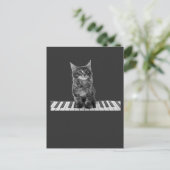 Niedlicher Piano Cat Pianist Keyboard Player Postkarte (Stehend Vorderseite)