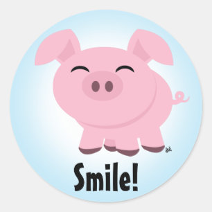 Niedlicher Pig-Smile-Aufkleber Runder Aufkleber