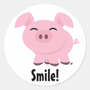 Niedlicher Pig-Smile-Aufkleber Runder Aufkleber