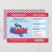 Niedlicher Pilot Flugzeug Boarding Pass Geburtstag Einladung (Vorne/Hinten)
