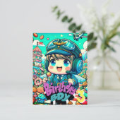 Niedlicher Pilot Geburtstagskind Postkarte (Stehend Vorderseite)