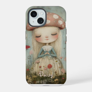 Niedlicher Pilz-Fee in einer Blumenwiese Custom iPhone 15 Hülle