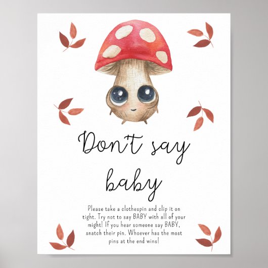 Niedlicher Pilz - Sag kein Babyposter Poster (Vorne)