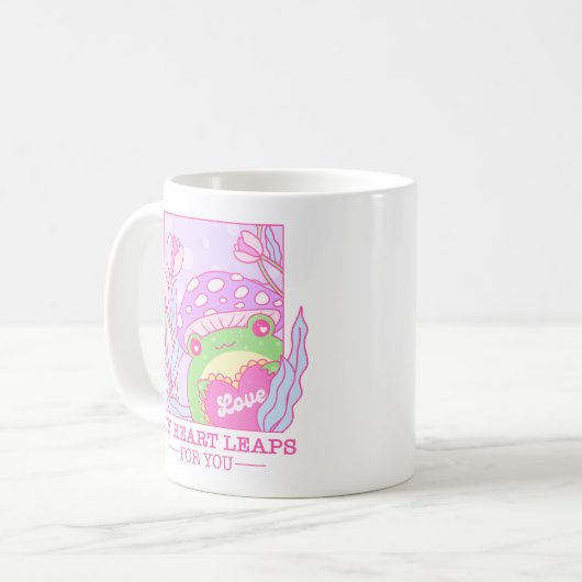 Niedlicher Pilz und Frosch - mein Herz springt für Kaffeetasse (Vorderseite Links)
