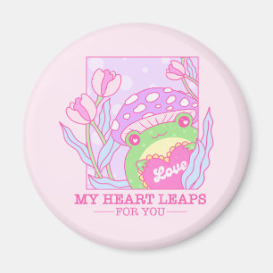 Niedlicher Pilz und Frosch - mein Herz springt für Magnet